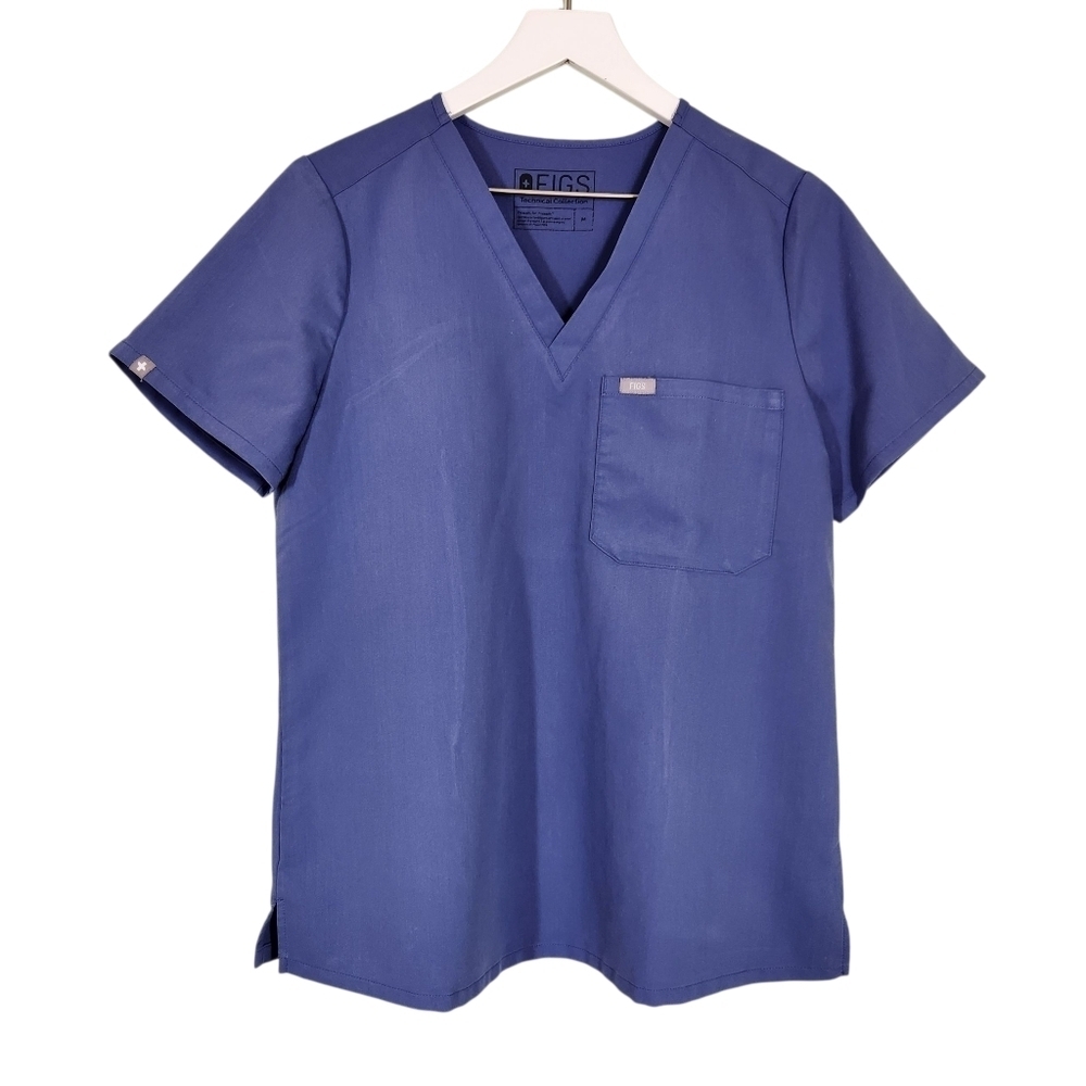 Figs Blue V-Neck Scrub Top Technical Collection Sz M
